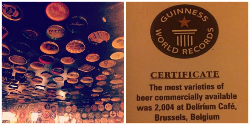 The ceiling in Delirium Cafe & their Guinness Book of World Records certificate!