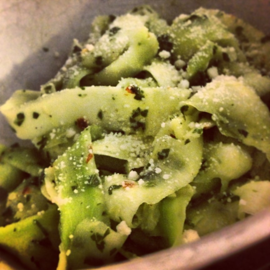 Zucchini Pasta with Basil Pesto | Foodosaurusrex.com
